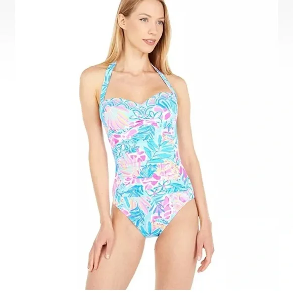 LILLY PULITZER Kolka One Piece Sea Glass Aqua L76056 Women's Swimsuit 2 - Picture 8 of 14